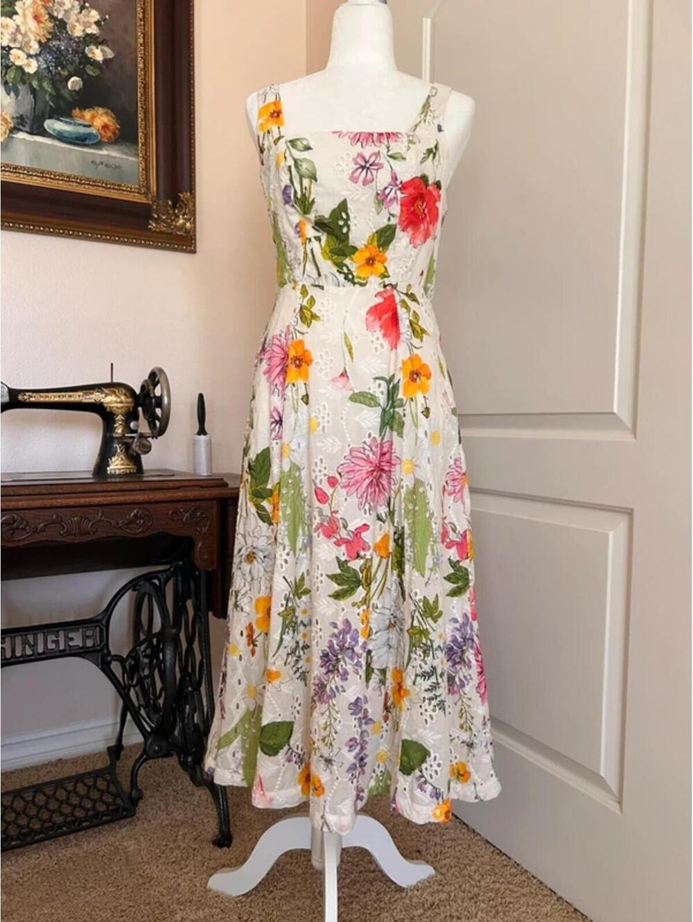 Floral Eyelet Summer Dress